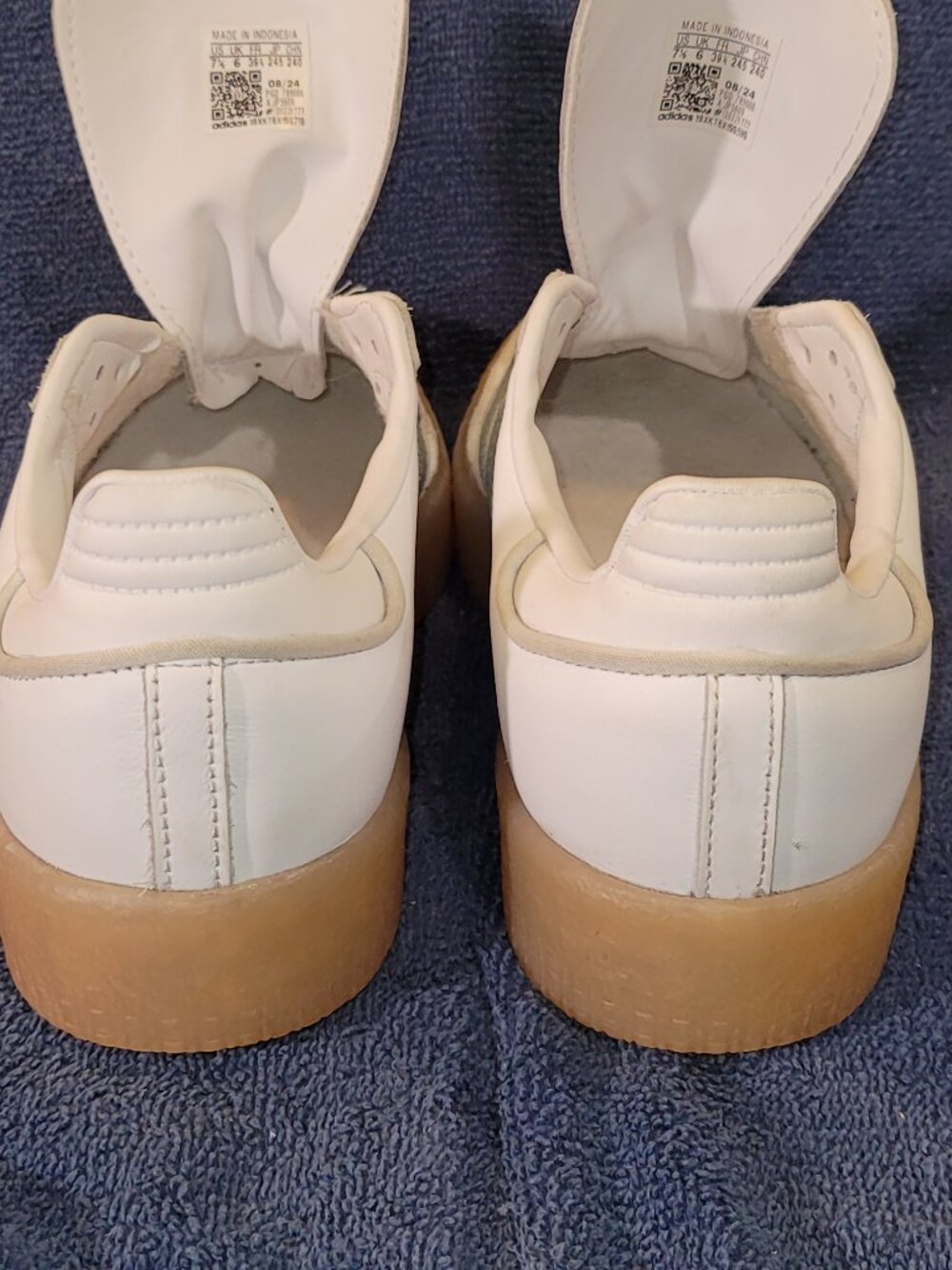 Adidas Sambae Samba Womens Size 7.5 White Light Blue Tan Sneakers JP5609 (#1655) - Picture 15 of 16